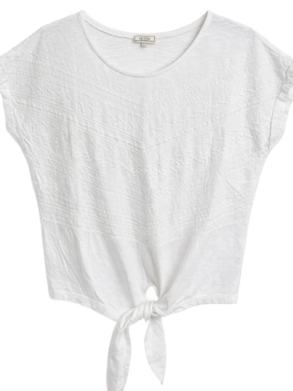 Fat Face Embroidered Tie Front Top White